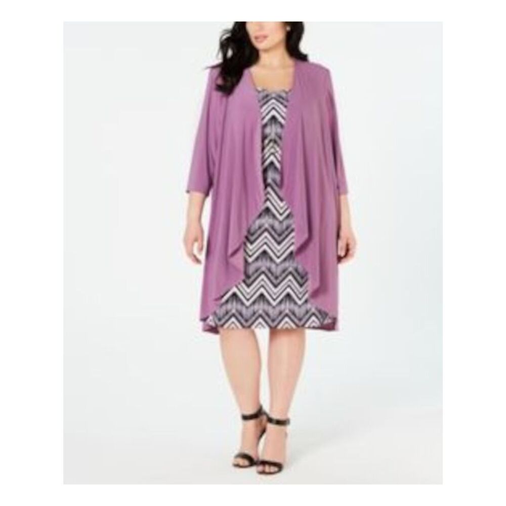 R&M RICHARDS Womens Purple Long Sleeve Open Cardigan Wear To Work Top Plus 22W